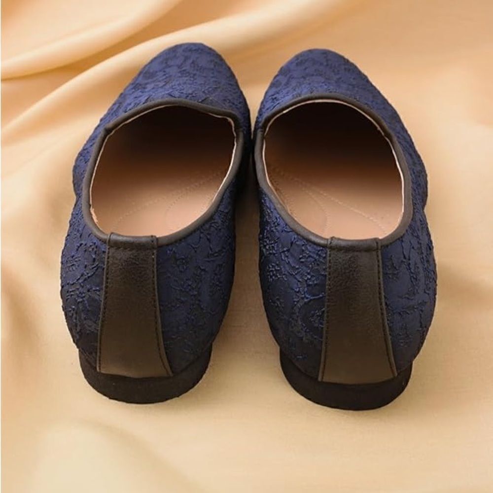 Royal Self Embroidered Blue Shode Loafer Style Juti Size 9 - Picture 3 of 11
